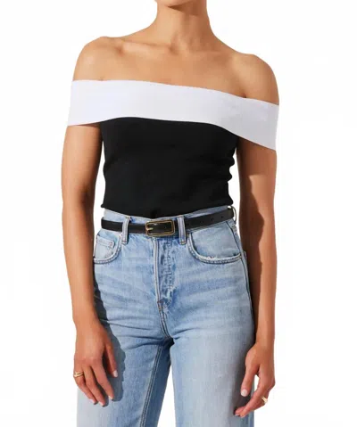 ASTR ROCHELLE OFF-SHOULDER TOP IN BLACK WHITE