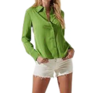 Astr Romilda Button Up Open Back Top In Green