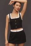 Astr The Label Rory Crop Button-up Tank In Black