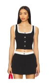 Astr The Label Rory Crop Button-up Tank In Black