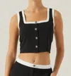Astr The Label Rory Crop Button-up Tank In Black