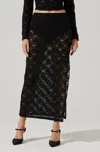 Astr Roux Sequin Lace Maxi Skirt In Black In Black