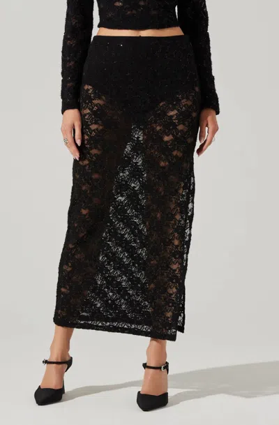 Astr Roux Sequin Lace Maxi Skirt In Black