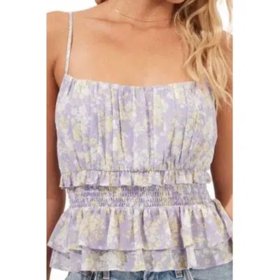 Astr Ruffle Smocked Peplum Cami Top In Purple