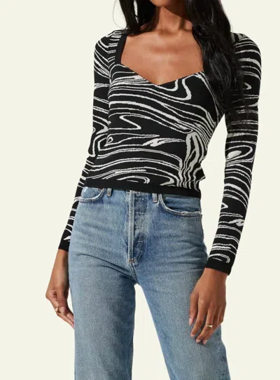 Astr Sadie Sweater In Black/cream