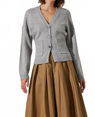 Astr Saffi V-neck Cardigan In Grey In Red