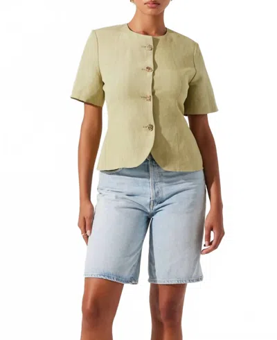 ASTR SAIGE CUTAWAY LINEN BLEND JACKET IN MATCHA