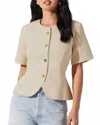Astr Saige Cutaway Linen Blend Jacket In Natural In White