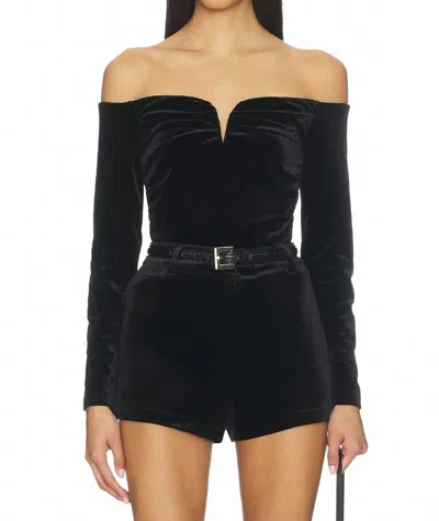 Astr Salem Long Sleeve Off Shoulder Top In Beige In Black