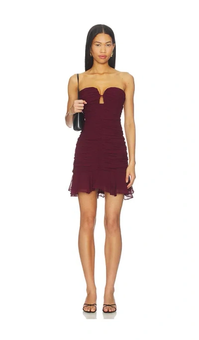 Astr Salena Strapless Ruched Mini Dress In Wine In Brown