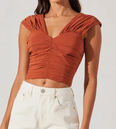 Astr Samarra Ruched Crop Top In Rust In Brown