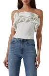 Astr The Label Sarahi Ruffle Detail Strapless Top In White