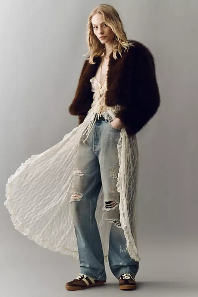 Astr Sariyah Longline Sheer Top In Blue