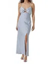 Astr The Label Bow Sleeveless Satin Maxi Dress In Blue