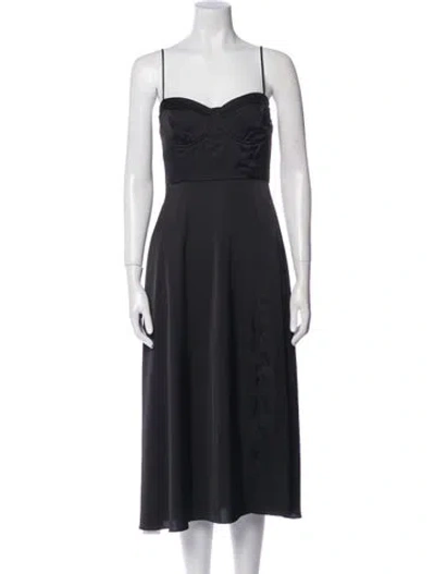 Pre-owned Astr Satin Midi Length Dress In Black