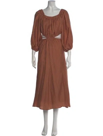 Pre-owned Astr Scoop Neck Long Dress In Brown