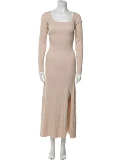 Pre-owned Astr Scoop Neck Long Dress In Neutral