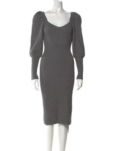 Pre-owned Astr Scoop Neck Midi Length Dress In Gray