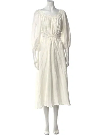 Pre-owned Astr Scoop Neck Midi Length Dress In Neutral