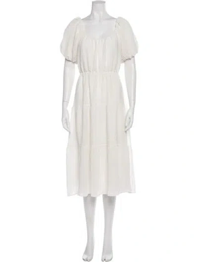 Pre-owned Astr Scoop Neck Midi Length Dress In White