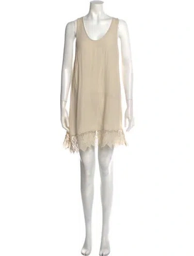 Pre-owned Astr Scoop Neck Mini Dress In Neutral