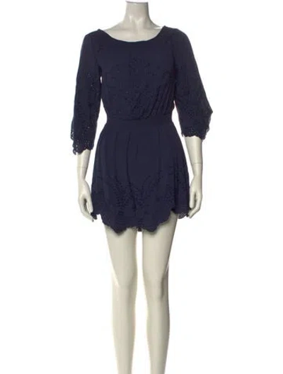 Pre-owned Astr Scoop Neck Romper In Blue