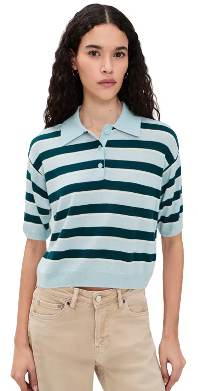 Astr Scottie Polo Sweater Blue Stripe