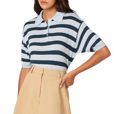 Astr Scottie Polo Sweater In Blue Stripe