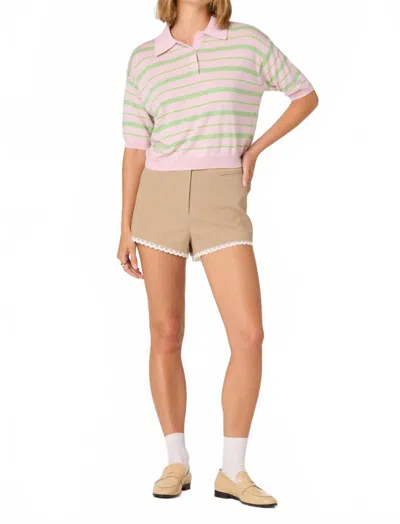 Astr Scottie Striped Knit Polo Sweater In Pink Stripe In Multi