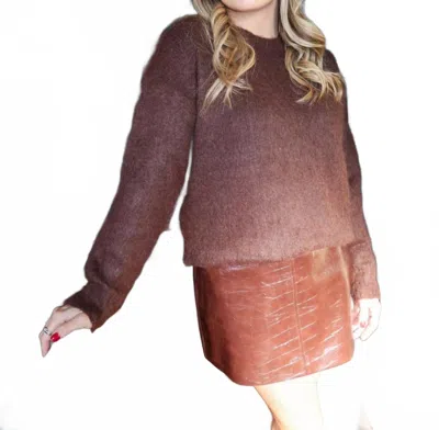 Astr Selbie Long Sleeve Sweater In Brown