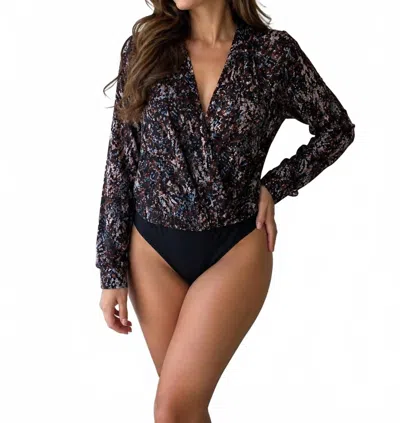 Astr Sequence Print Bodysuit In Black