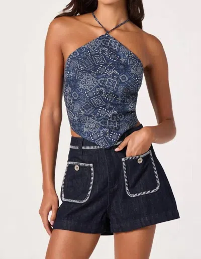 Astr Shaniya Top In Navy Bandana In Multi