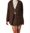 Astr Sherpa Collarless Jacket In Brown In Brown