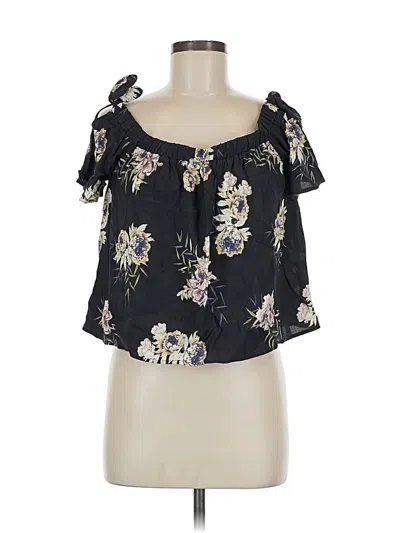 Pre-owned Astr Short Sleeve Blouse In Black