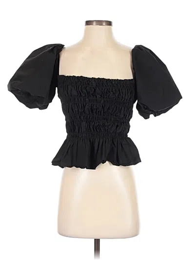 Pre-owned Astr Short Sleeve Blouse In Black