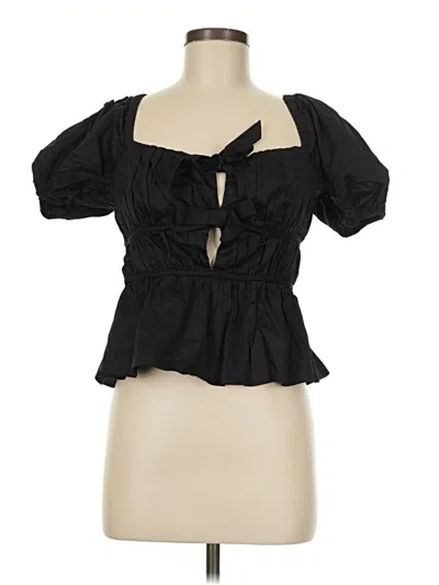 Pre-owned Astr Short Sleeve Blouse In Black