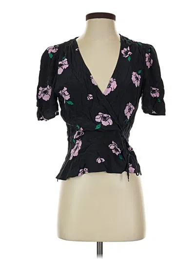 Pre-owned Astr Short Sleeve Blouse In Black