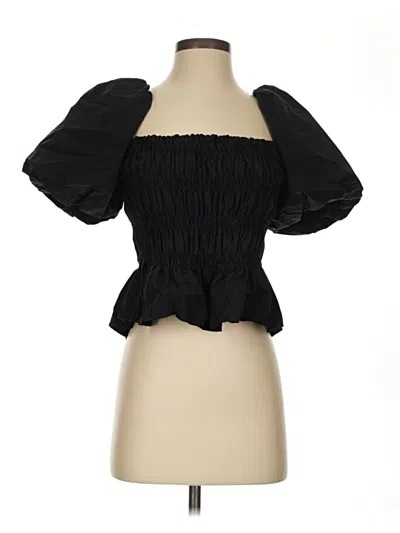 Pre-owned Astr Short Sleeve Blouse In Black