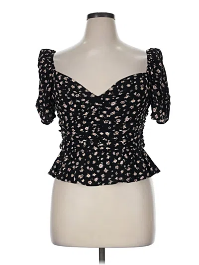 Pre-owned Astr Short Sleeve Blouse In Black