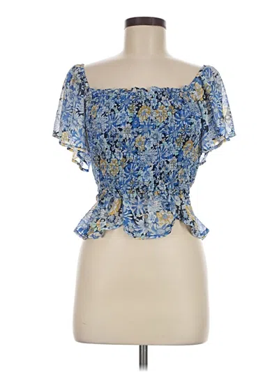 Pre-owned Astr Short Sleeve Blouse In Blue