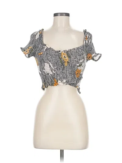 Pre-owned Astr Short Sleeve Blouse In Gray