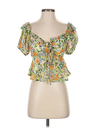 Pre-owned Astr Short Sleeve Blouse In Green