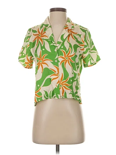Pre-owned Astr Short Sleeve Blouse In Green