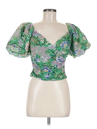 Pre-owned Astr Short Sleeve Blouse In Green