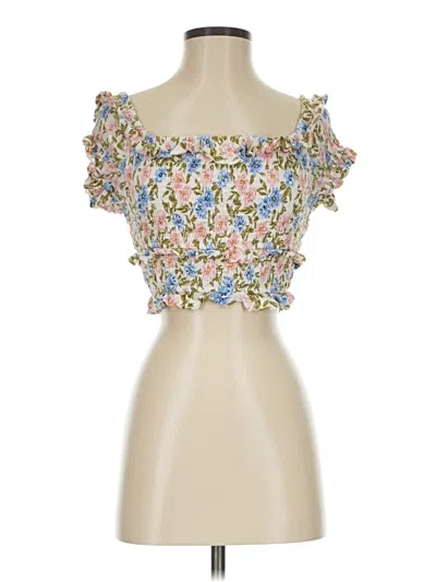 Pre-owned Astr Short Sleeve Blouse In Ivory