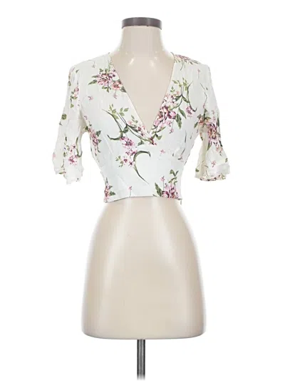 Pre-owned Astr Short Sleeve Blouse In Ivory