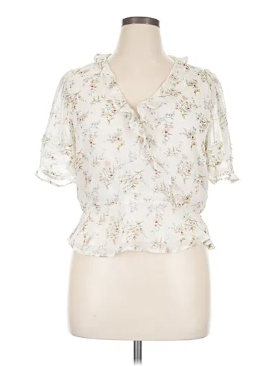 Pre-owned Astr Short Sleeve Blouse In Ivory