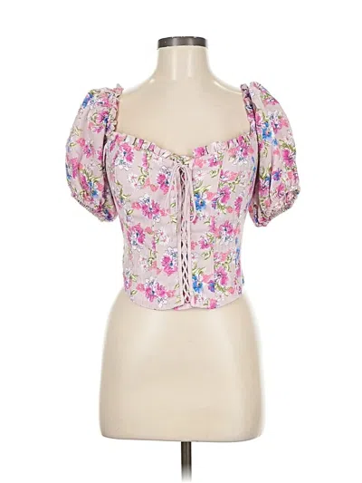 Pre-owned Astr Short Sleeve Blouse In Pink