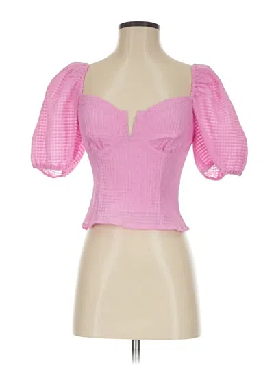 Pre-owned Astr Short Sleeve Blouse In Pink