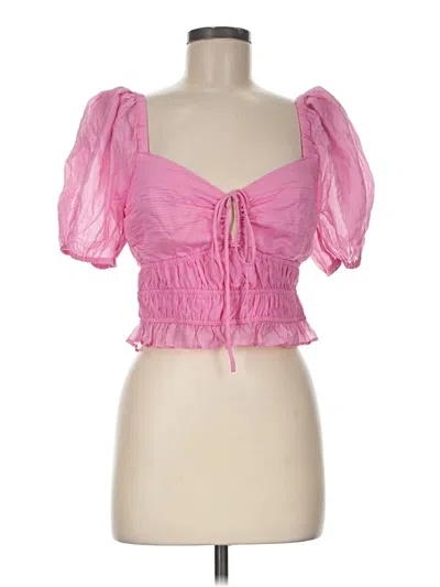Pre-owned Astr Short Sleeve Blouse In Pink